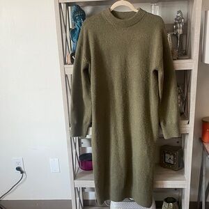 H&M Khaki Long Sleeve Sweater Dress
